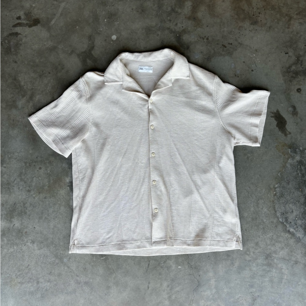 Zara Cream Button Down Shirt Casual Style